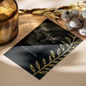 Boho Zwart Gouden Folie  Botanisch Dank u Folie Uitnodiging