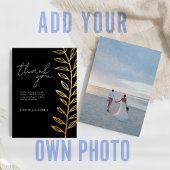 Boho Zwart Gouden Folie  Botanisch Dank u Folie Uitnodiging