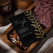 Boho Zwart Gouden Folie  Botanisch Dank u Uitnodiging