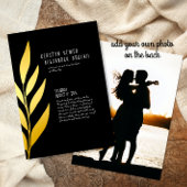 Boho Zwart Gouden Folie  Botanische Bruiloft Folie Uitnodiging