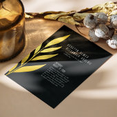 Boho Zwart Gouden Folie  Botanische Bruiloft Folie Uitnodiging