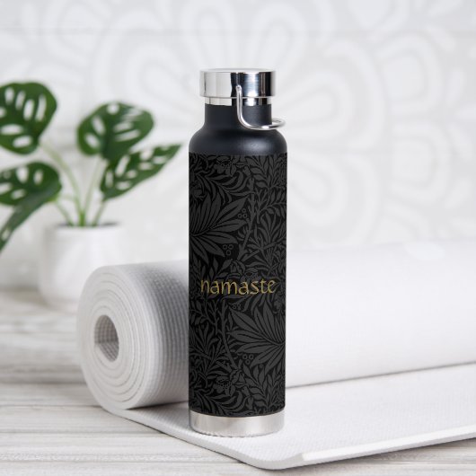 Boho Zwart Grijs Botanisch Waterfles (Yoga)