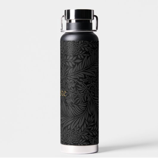 Boho Zwart Grijs Botanisch Waterfles (Achterkant)