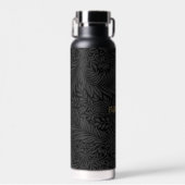 Boho Zwart Grijs Botanisch Waterfles (Voorkant)