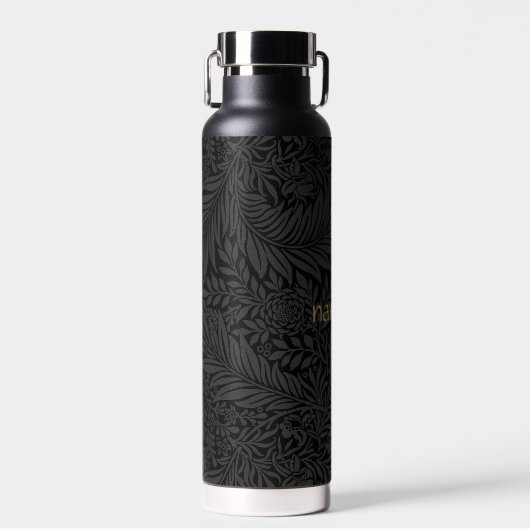 Boho Zwart Grijs Botanisch Waterfles (Voorkant)