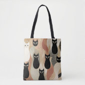 Boho zwart Kat halloween Tote Bag (Voorkant)