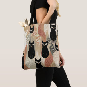 Boho zwart Kat halloween Tote Bag