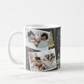 Boho Zwart Kerstmis Foto Collage Pijnbomen Koffiemok (Links)