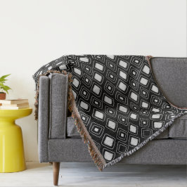 Boho Zwart Tribal Geometrisch Azteeks Patroon Deken
