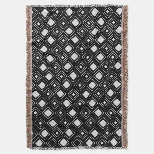 Boho Zwart Tribal Geometrisch Azteeks Patroon Deken (Voorkant Verticaal)