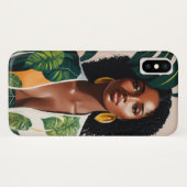 Boho Zwart Vrouw Botanisch Portret Case-Mate iPhone Case (Achterkant (horizontaal))