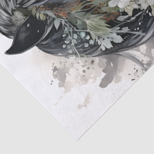 Boho Zwart-wit Bloemen Paard Tissuepapier (Detail)