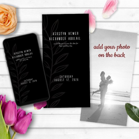 Boho zwart-wit  botanische bruiloft