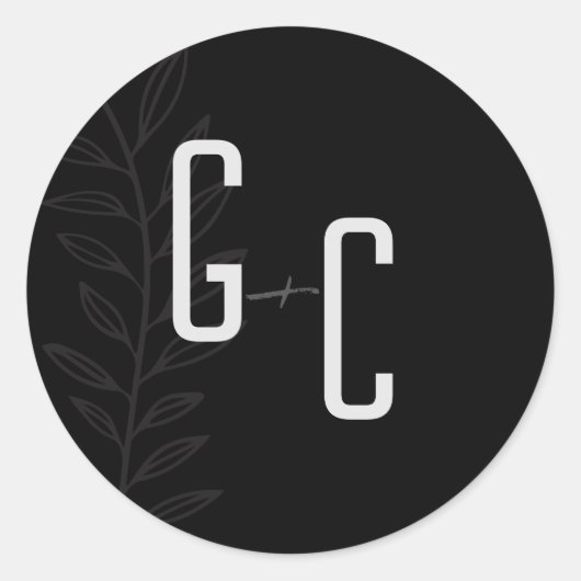 Boho Zwart-Wit Botanische Bruiloft Cla Ronde Sticker (Voorkant)