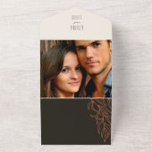 Boho Zwart-wit bruiloft All In One Uitnodiging (Buitenkant)