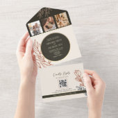 Boho Zwart-wit bruiloft All In One Uitnodiging (Afscheurbaar)