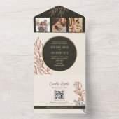 Boho Zwart-wit bruiloft All In One Uitnodiging (Binnen)