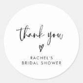 Boho zwart-wit bruiloft feest bedankje favor ronde sticker (Voorkant)