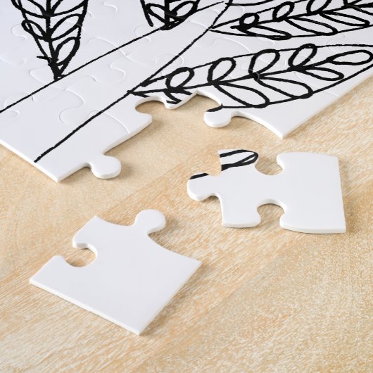 Boho Zwart-Wit Decoratieve Boom Patterned Legpuzzel (Zijkant)