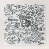 Boho Zwart-Wit Decoratieve Boom Patterned Legpuzzel (Horizontaal)