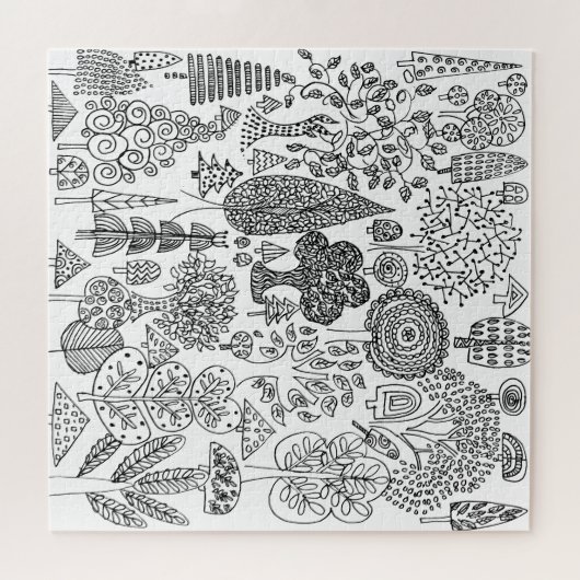 Boho Zwart-Wit Decoratieve Boom Patterned Legpuzzel (Horizontaal)