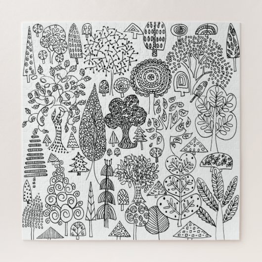 Boho Zwart-Wit Decoratieve Boom Patterned Legpuzzel (Verticaal)