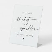 Boho Zwart-wit Deken Sparkler Exit Wedding Reclamebord Met Voetstuk (Voorkant)