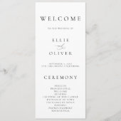 Boho Zwart & Wit Elegante Minimalistische Huwelijk Programmakaart (Voorkant)