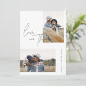 Boho zwart-wit foto bruiloft bedankkaart (Staand voorkant)