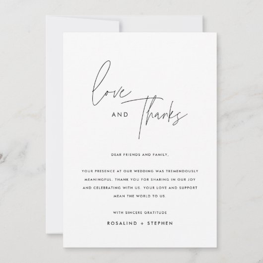 Boho zwart-wit foto bruiloft bedankkaart (Achterkant)