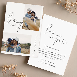 Boho zwart-wit foto bruiloft bedankkaart