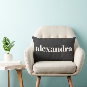 Boho Zwart Wit Gepersonaliseerde Naam Modern Eenvo Kussen