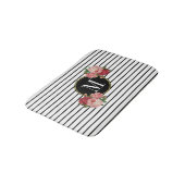 Boho zwart wit gestreept  bloemmonogram badmat (Gekanteld)