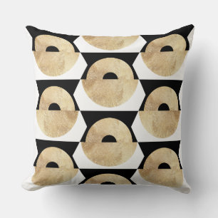 Boho zwart wit goud geometrisch patroon kussen