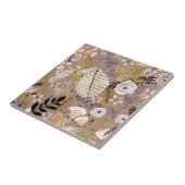 Boho Zwart Wit Goud Perzik Lijn Getekend Blad Bloe Tegeltje (Zijkant)