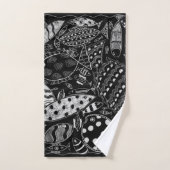 Boho zwart-wit grillige vispatroon bad handdoek (Handdoek)