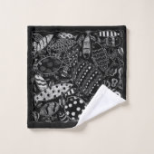 Boho zwart-wit grillige vispatroon bad handdoek (Wasdoekje)