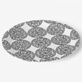 Boho zwart-wit knopen en touwen patroon papieren bordje (Gekanteld)