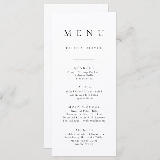 Boho zwart-wit minimalistisch eenvoudig platte men menu (Voorkant / Achterkant)