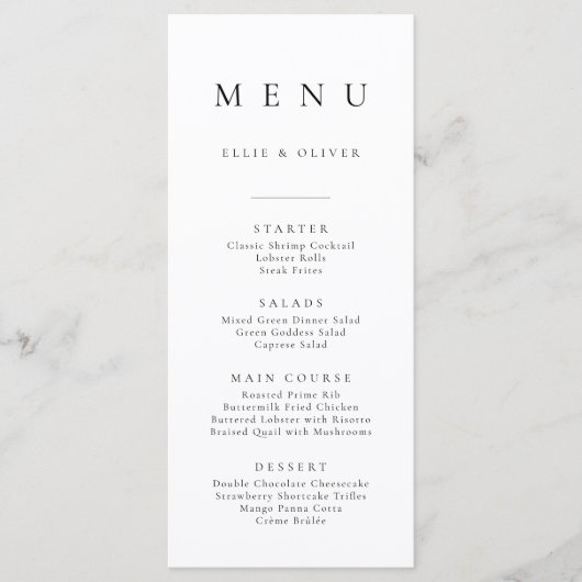 Boho zwart-wit minimalistisch eenvoudig platte men menu (Voorkant)