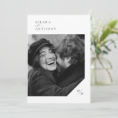 Boho zwart-wit minimalistische foto bruiloft kaart (Staand voorkant)