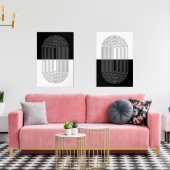 Boho Zwart & Wit Muurkunst Sets (Woonkamer)