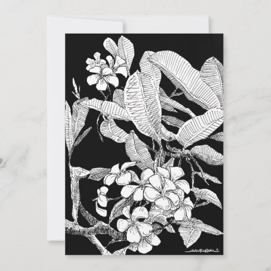 Boho Zwart Wit Tekening Bloemen Huwelijk Kaart (Achterkant)