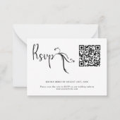 Boho Zwart Wit Trouwen QR Code Budget RSVP Kaart Notitiekaartje (Voorkant)