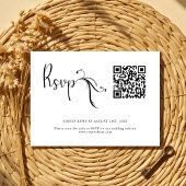Boho Zwart Wit Trouwen QR Code Budget RSVP Kaart Notitiekaartje