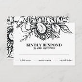 Boho Zwart & Wit Zonnebloem Boeket Handvasten Informatiekaartje (Voorkant / Achterkant)