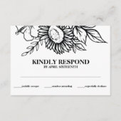 Boho Zwart & Wit Zonnebloem Boeket Handvasten Informatiekaartje (Voorkant)