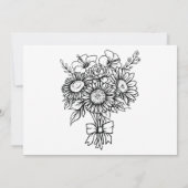 Boho Zwart & Wit Zonnebloem Boeket Handvasten Save The Date (Achterkant)