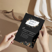Boho zwarte bloemen met maaltijden RSVP kaart