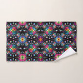 Boho Zwarte Bloemen Regenboog Bad Handdoek (Handdoek)
